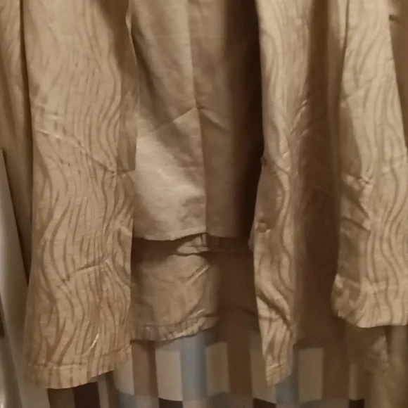 NWT TRAVIS AYERS 70% silk 30% linen 3-pc pantsuit w tiger striped jacket Sz 12P